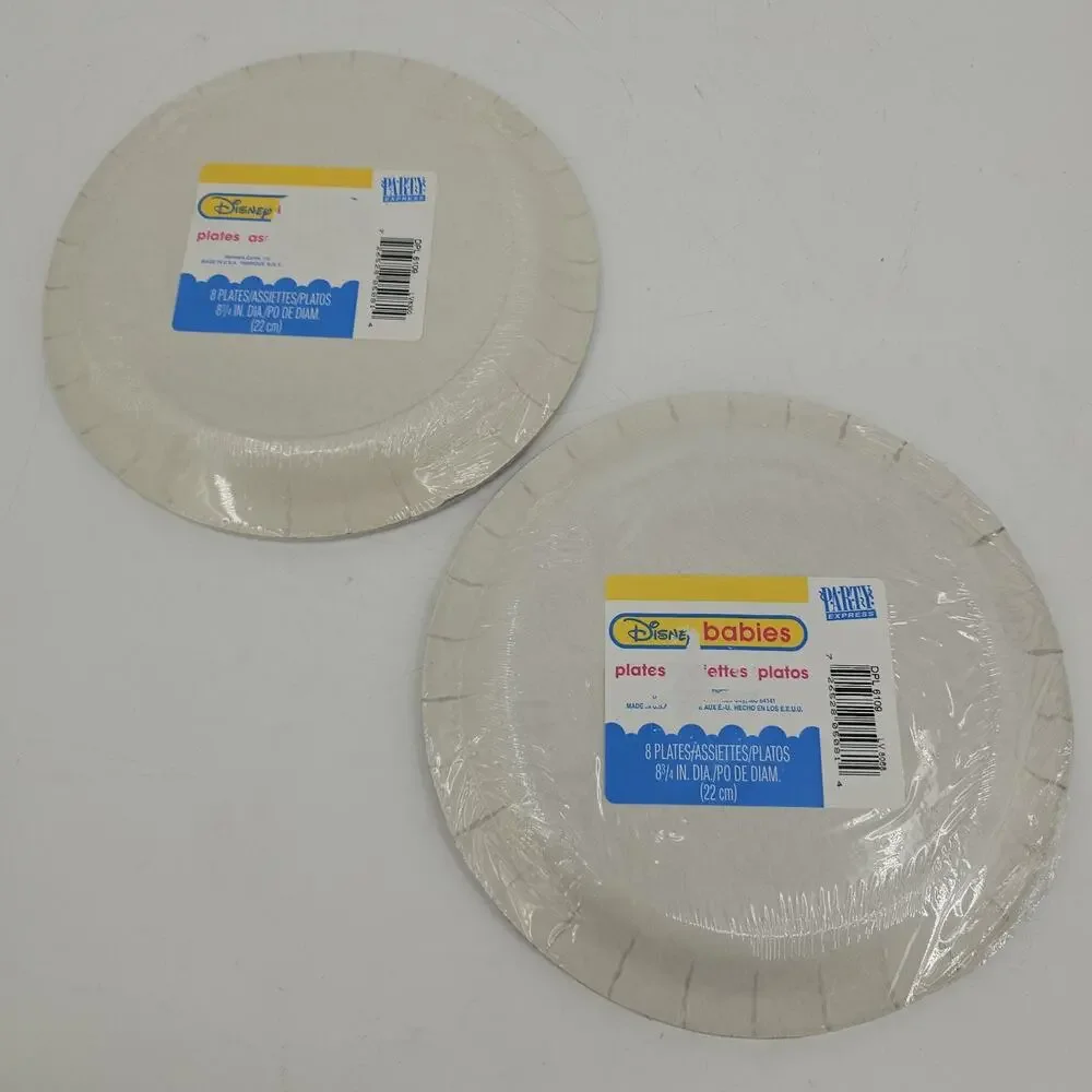 2 Vintage Disney Babies Mickey Minnie PAPER PLATES 1st Birthday Party Deadstock